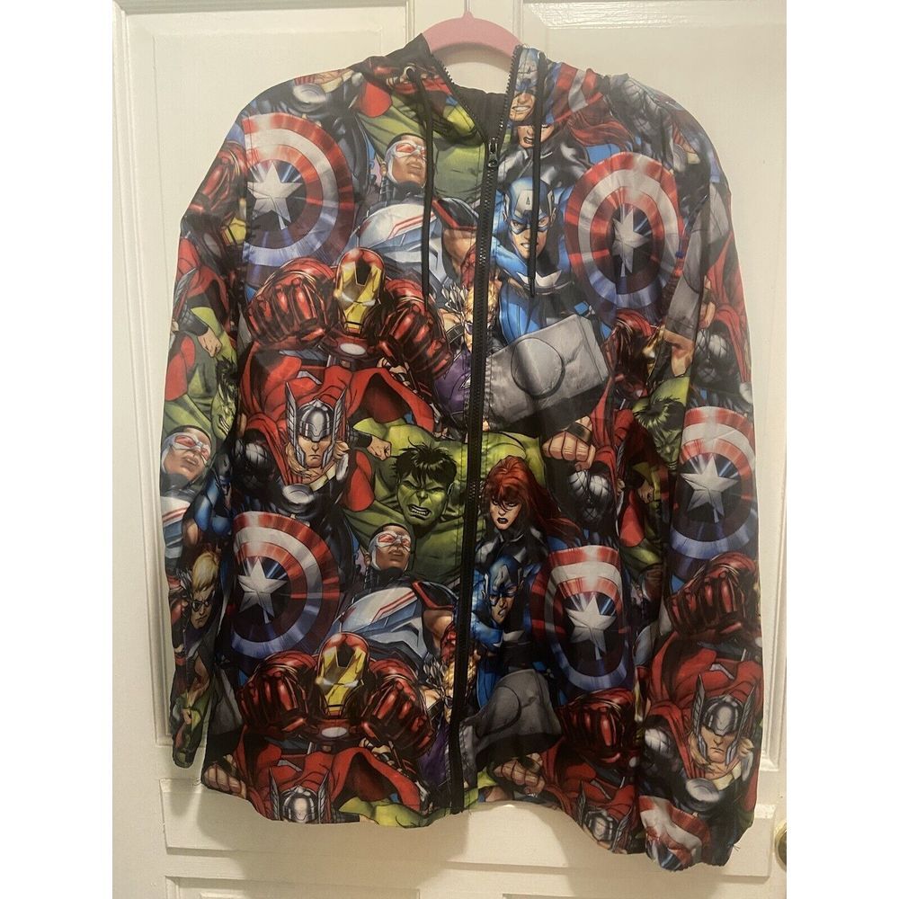 Marvel Avengers Jacket Lightweight Hooded Windbreaker Coat Unisex Size Medium‎